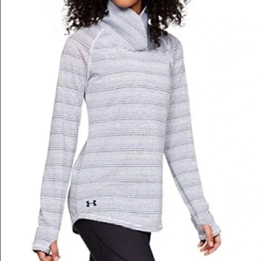 {Under Armour} Zinger Long Sleeve Striped Pullover in White & Blue - Size Small